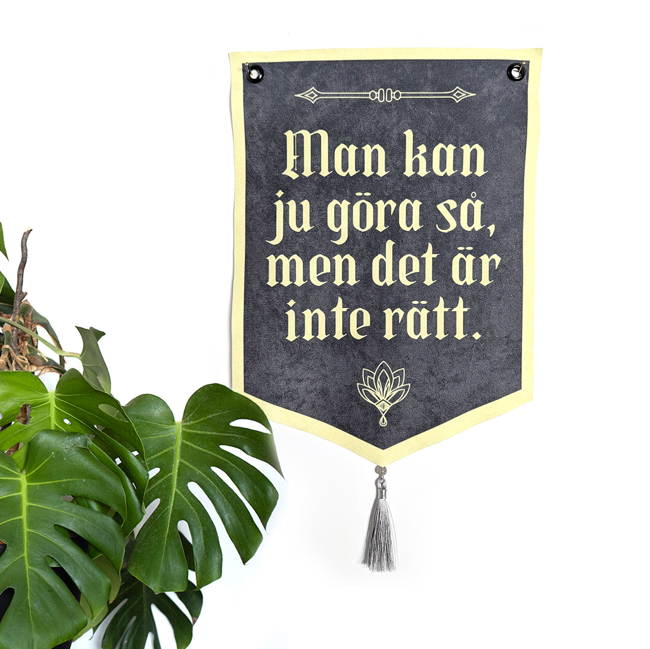 grey fabric banner with the text "you could do that but it's not right"